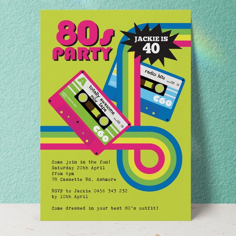 Totally 80's Birthday Invitations