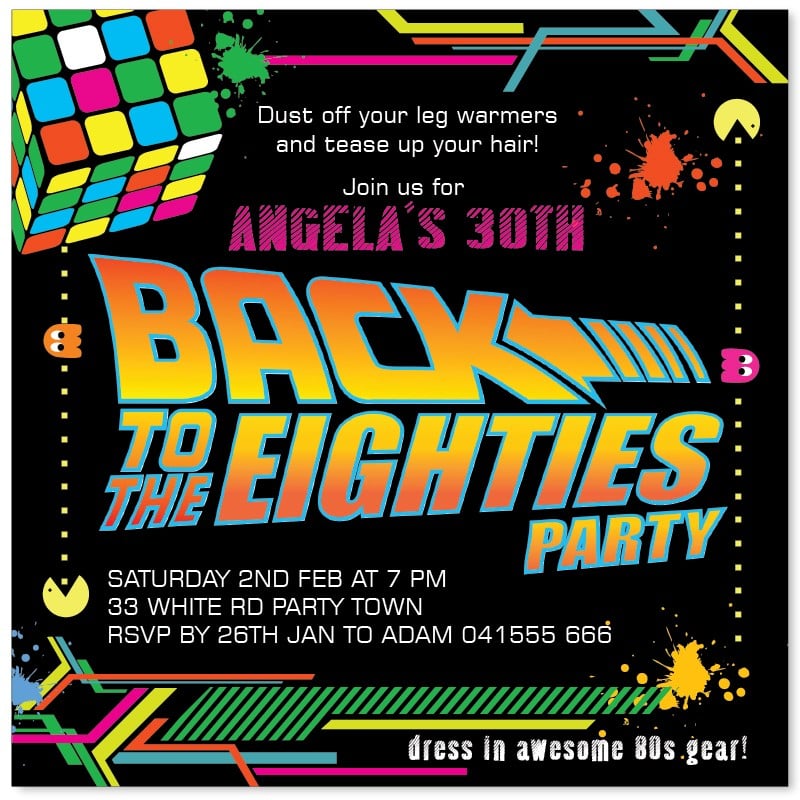 Back to the Future 80s Party Invitations