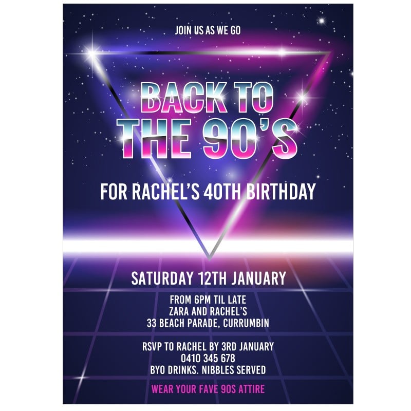90's Birthday Invitations