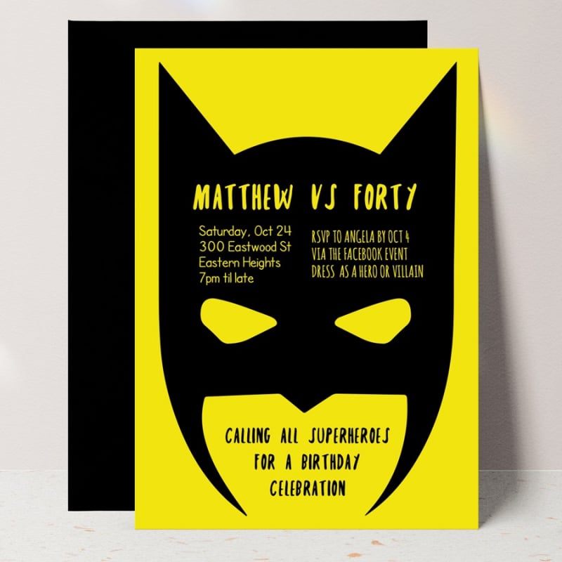 Superhero Mask Party Invitations