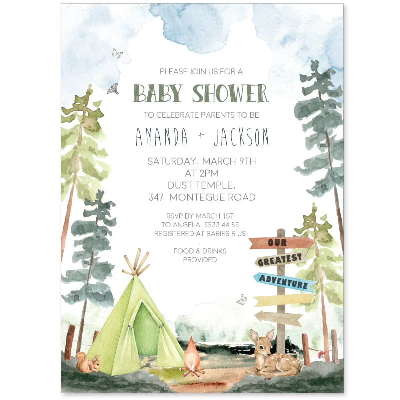 Adventure Begins Baby Shower Invitations