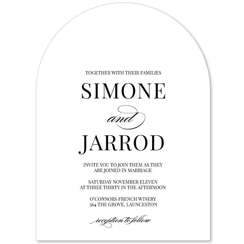 Monochrome Types Die-Cut Arch Wedding Invitations