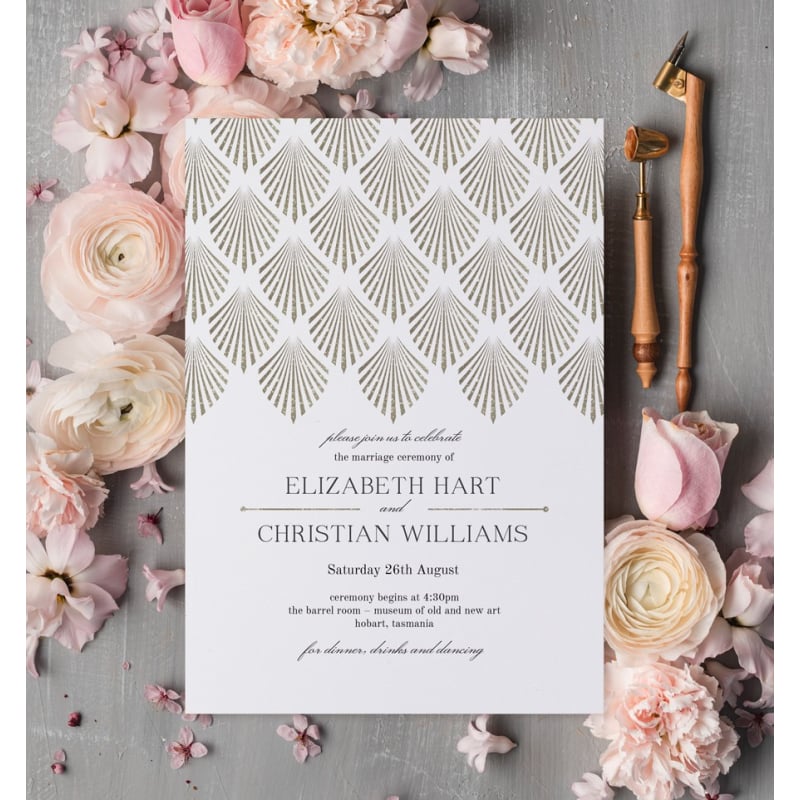 Deco Fans Wedding Invitations