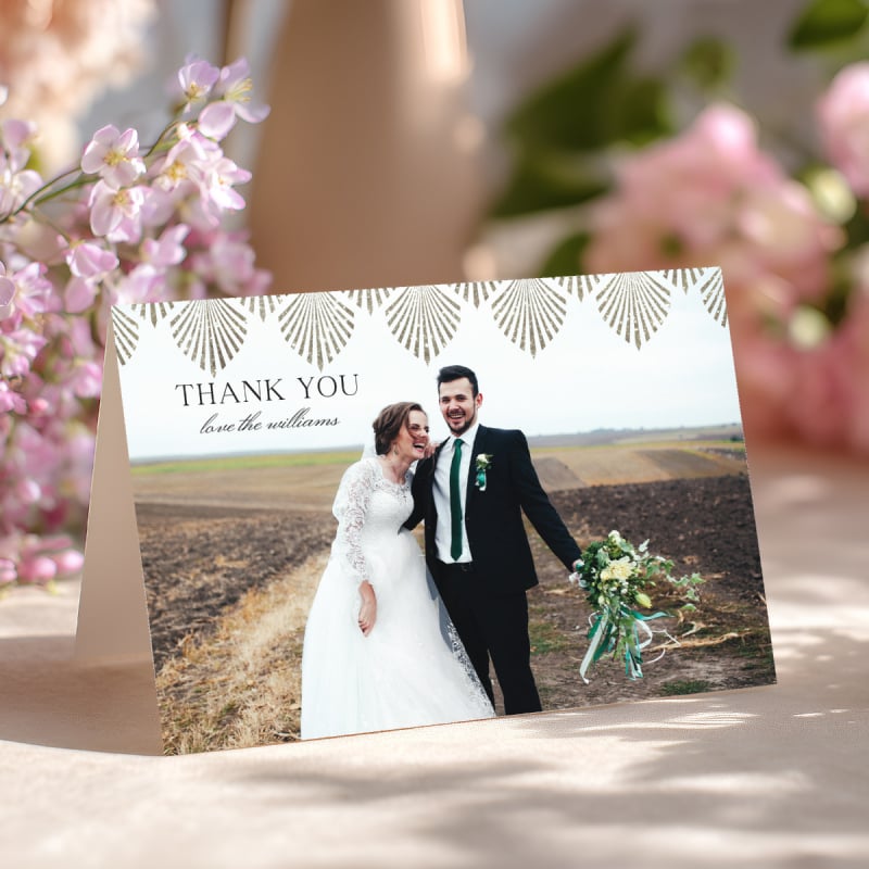Deco Fans Wedding Thank You Card