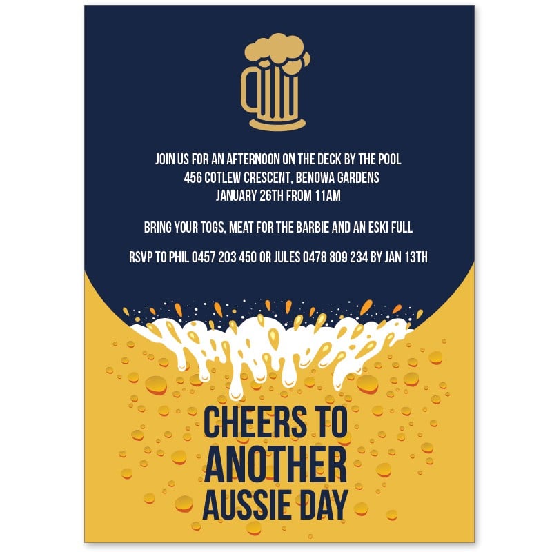 Aussie Day Beers Invitations
