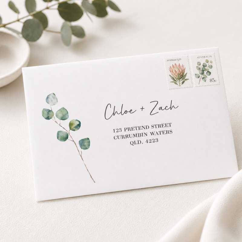 Native Greenery Wedding Envelope Addressing