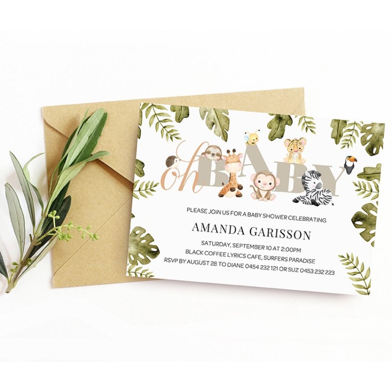 Oh Baby Animals Baby Shower Invitations