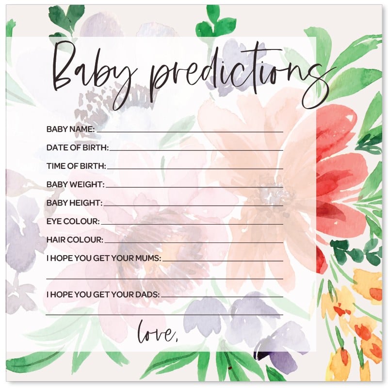 Stylish Type Baby Prediction Cards