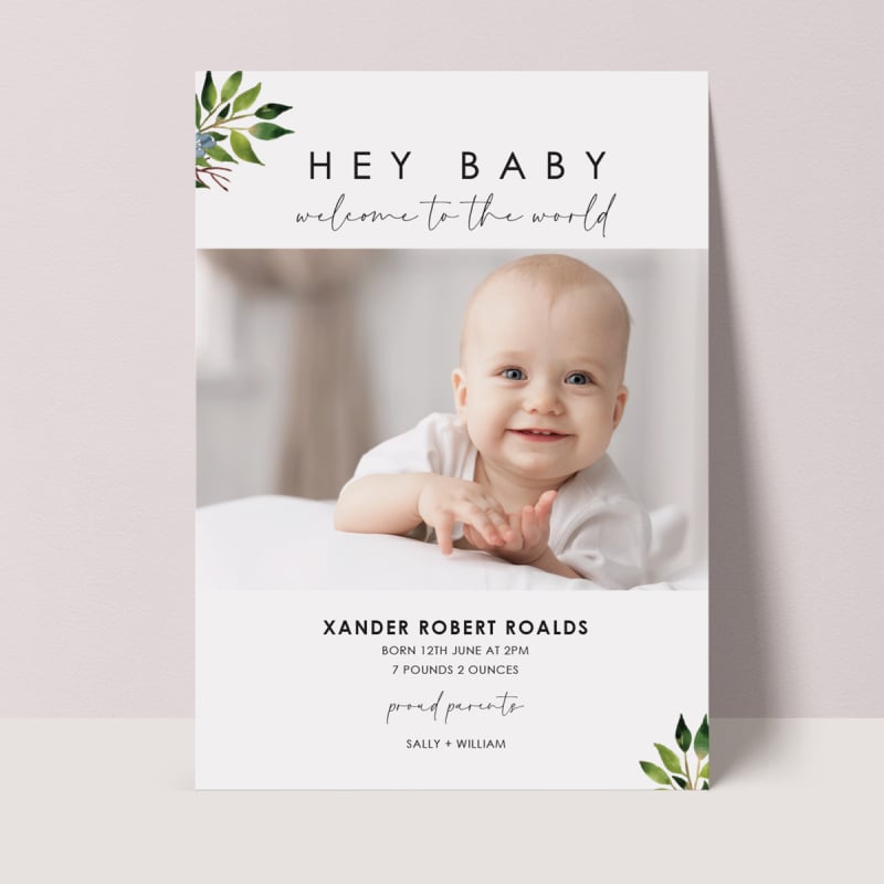 Hey Baby Birth Announcement Cards