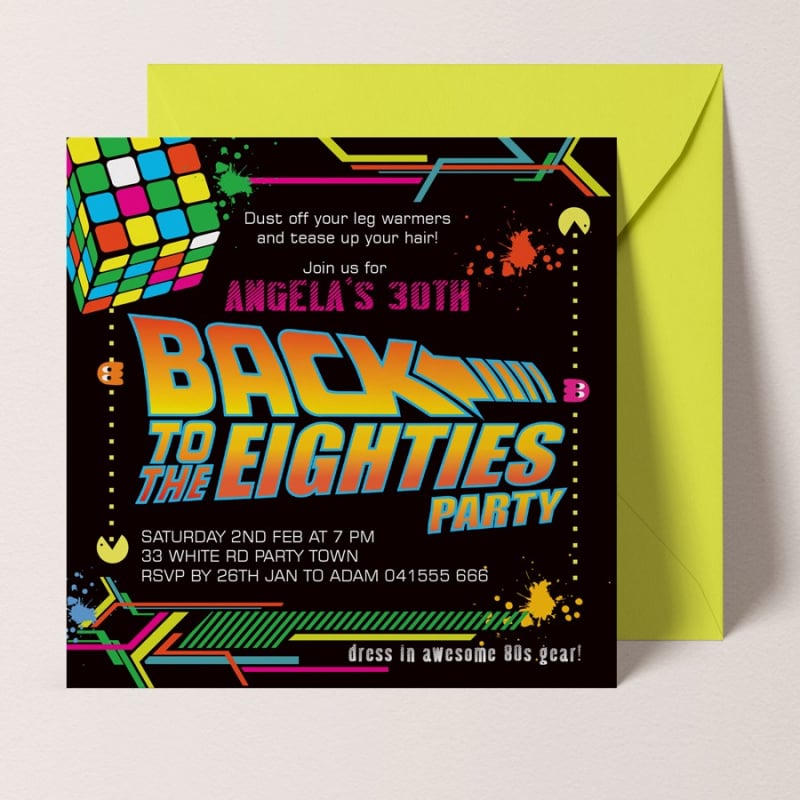 Back to the Future 80s Party Invitations