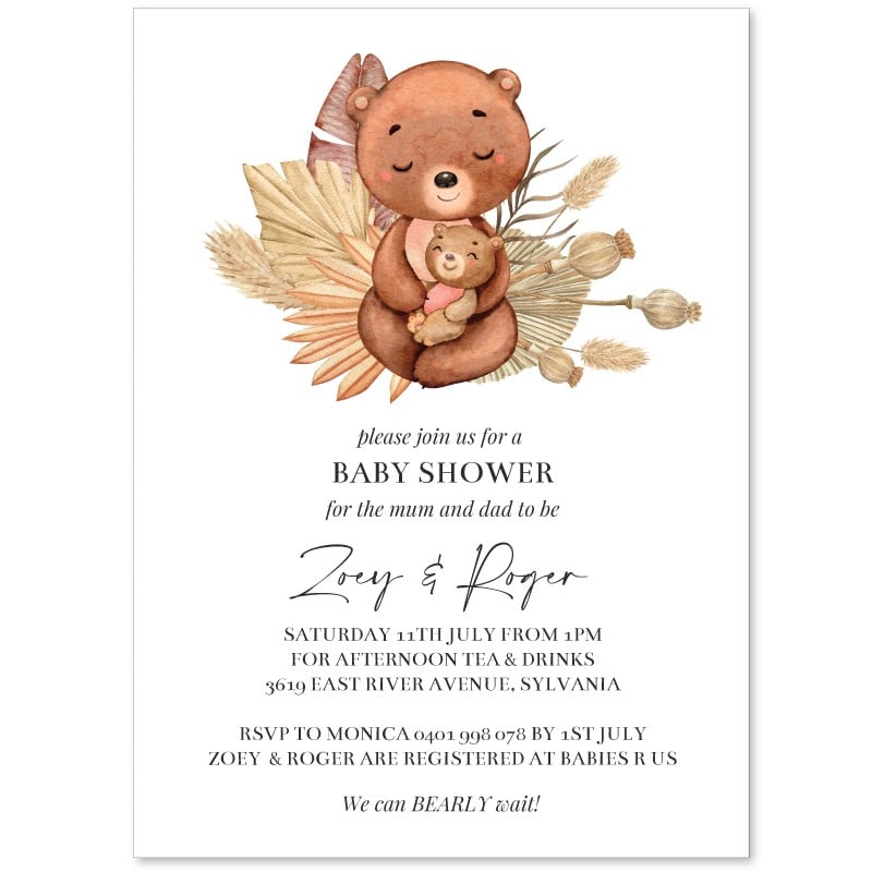 Bear Hugs Baby Shower Invitations