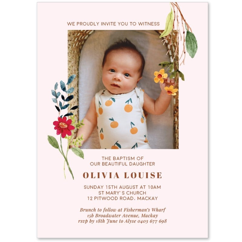 Beautiful Baptism Invitations - Wildflower