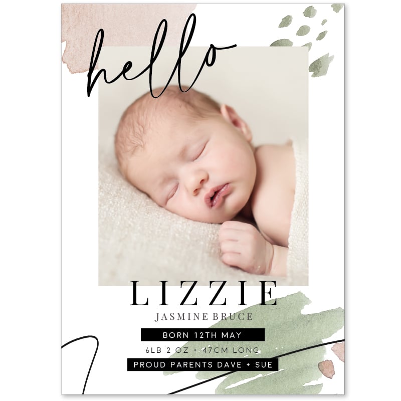 Lizzie Birth Announcement Cards