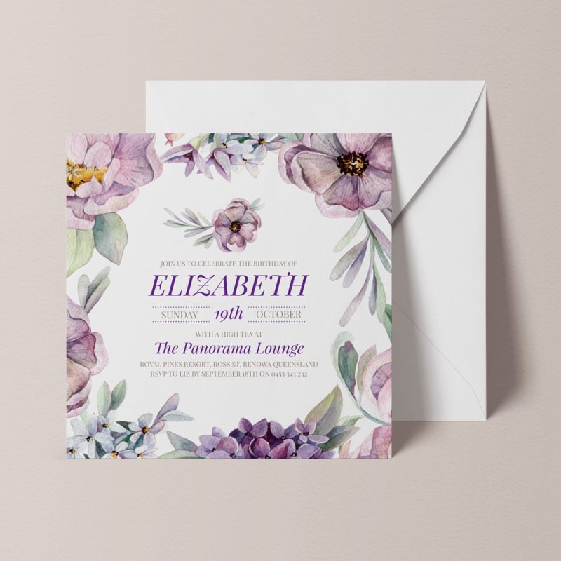 Lilac Lust Birthday Invitations
