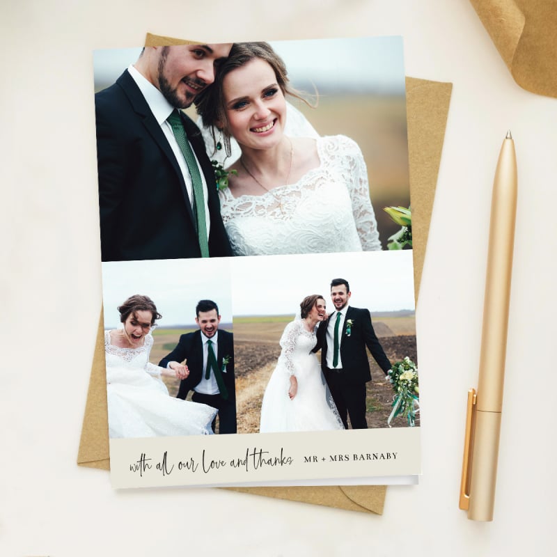 Bold Type Photo Wedding Thank You Card