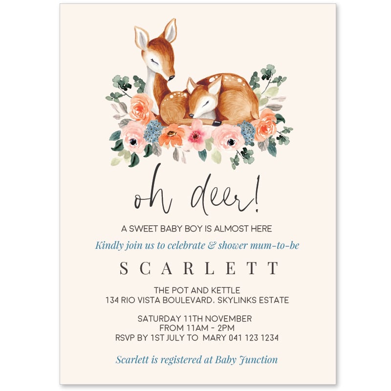 Little Deer Baby Shower Invitations