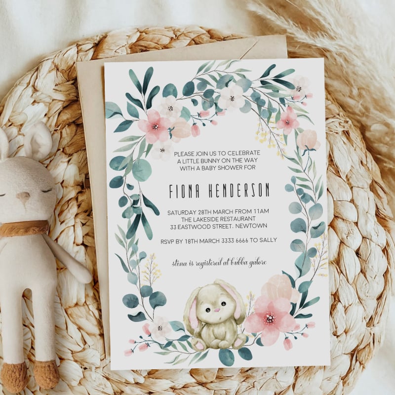 Bunny Baby Shower Invitations