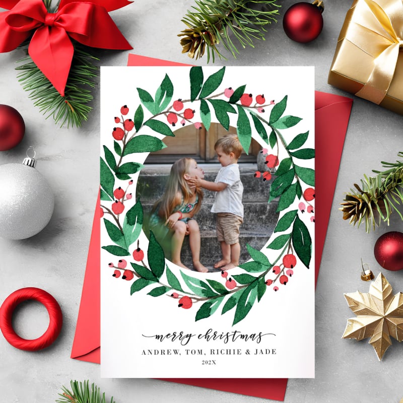 Berry Wreath Christmas Cards