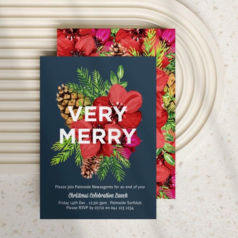 Simple Pinecone Christmas Invitations