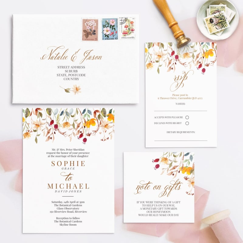 Delight Wildflowers Wedding Invitations