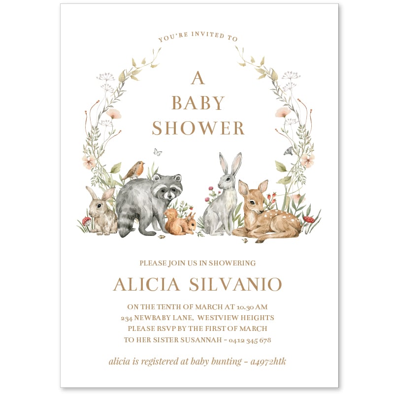 Beautiful Woodlands Baby Shower Invitations