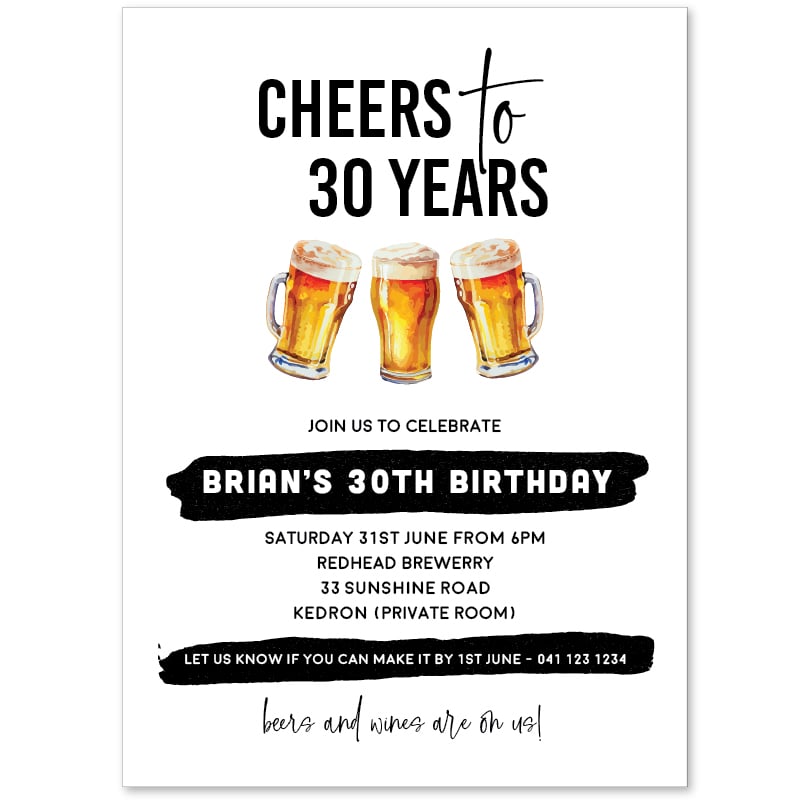 Beer White Birthday Invitations