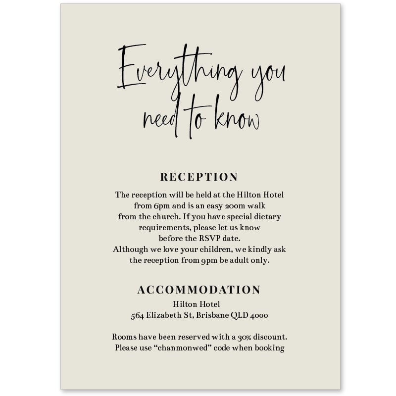 Bold Type Wedding Enclosure Card
