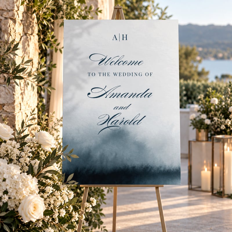 Belle Blue Wedding Welcome Sign