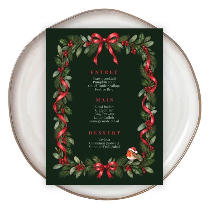 Bird Wreath Christmas Menus