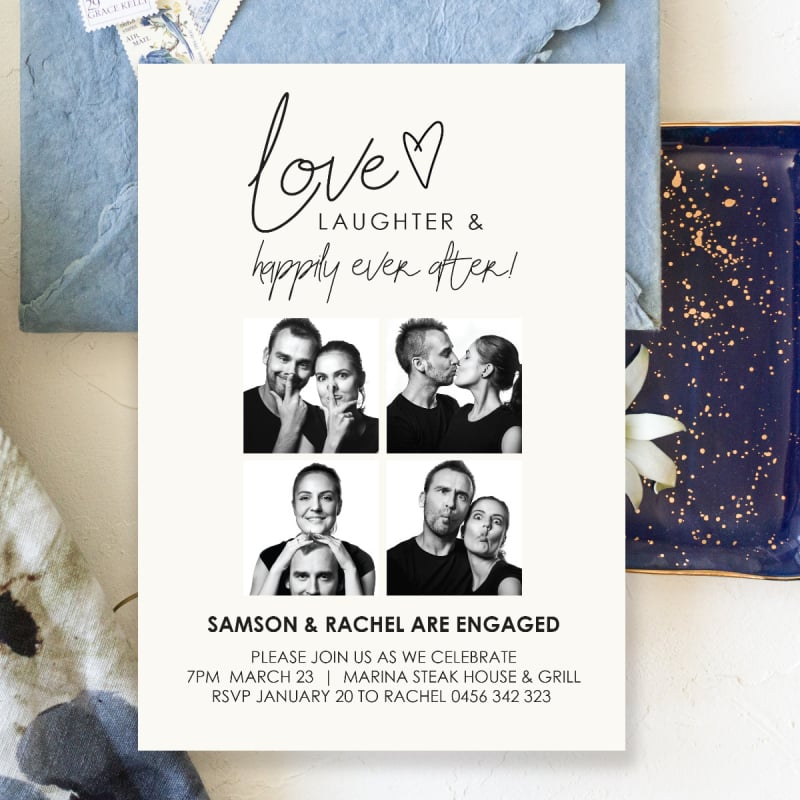 Affection Polaroids Engagement Invitations