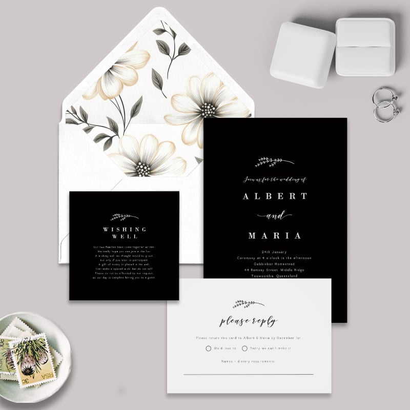Black and White Wedding Response Card