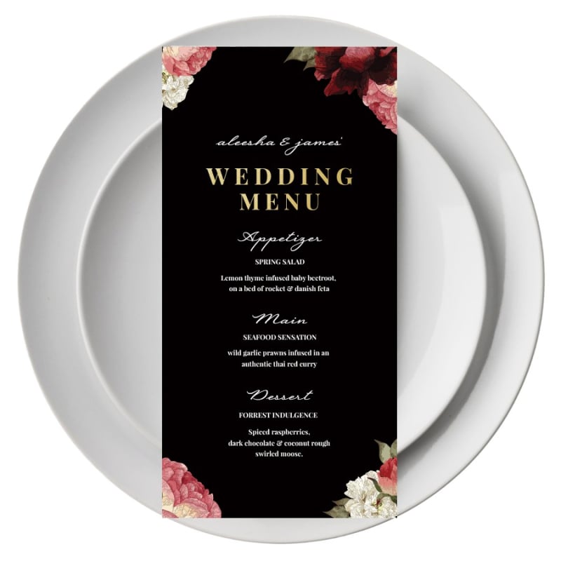 Crimson Wedding Menu