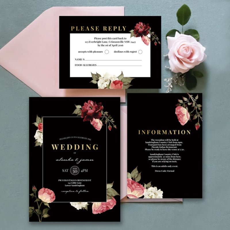 Crimson Wedding Information Card 