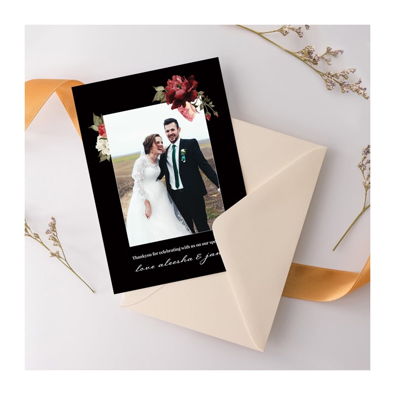 Crimson Wedding Thank You Card