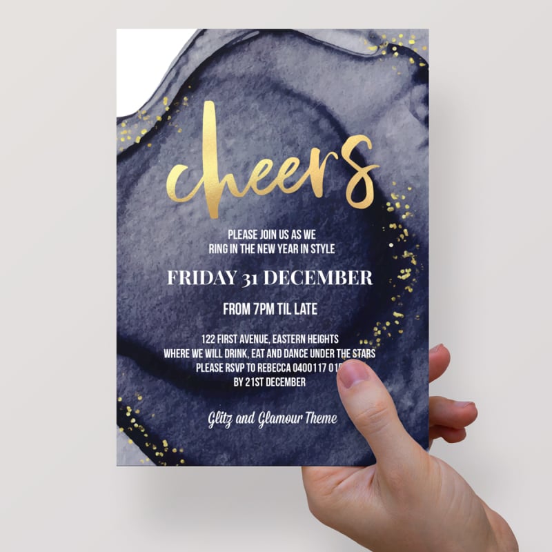 Golden Luxe New Years Invitations
