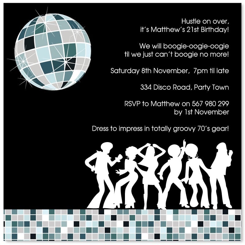 Disco Diva Birthday Invitations