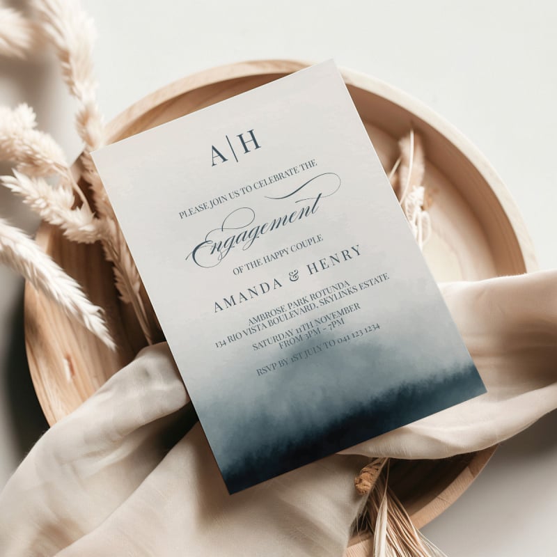 Belle Blue Engagement Invitations