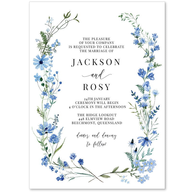A Touch of Blue Wedding Invitations