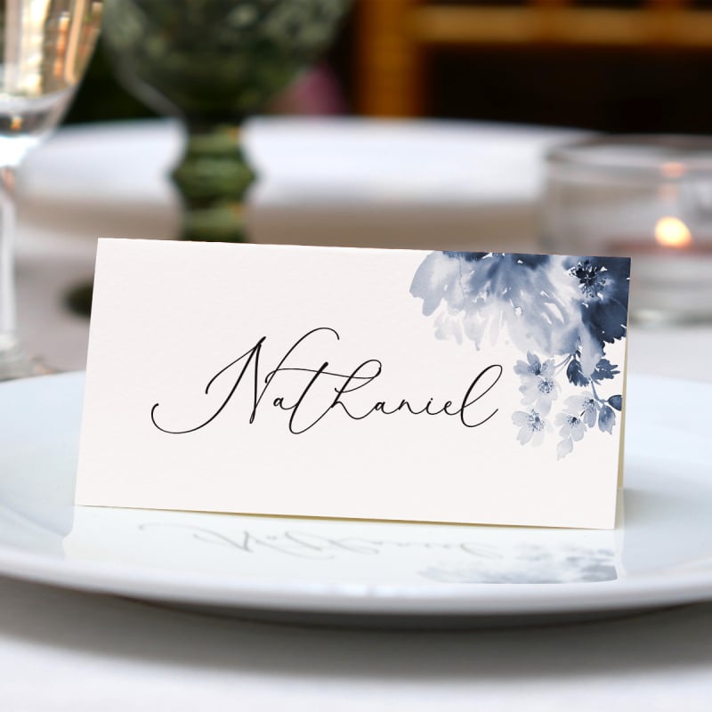 Blue Ink Printed Name Cards