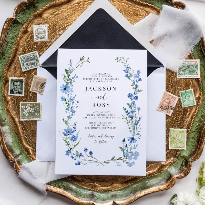 A Touch of Blue Wedding Invitations