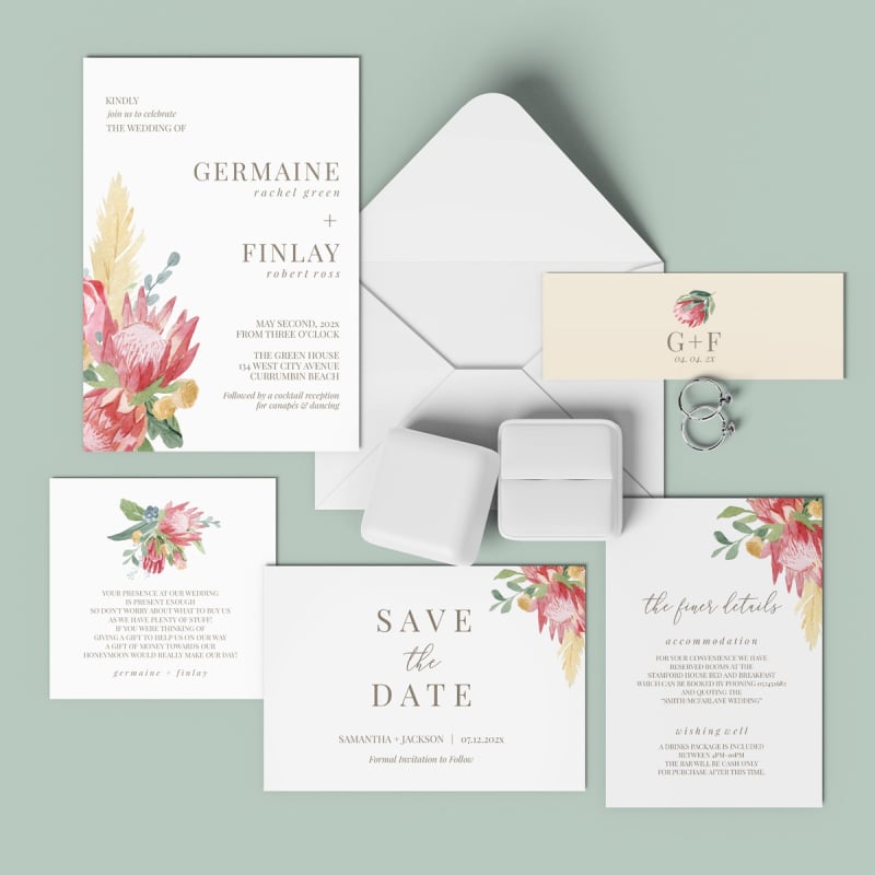 Blushing Bouquet Wedding Details Card