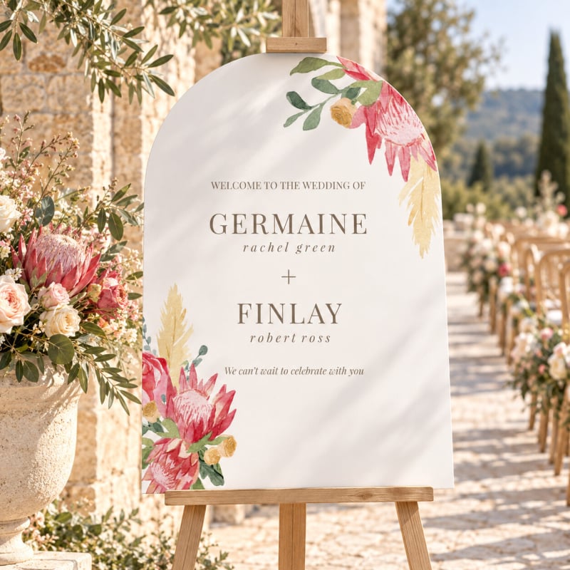 Blushing Bouquet Wedding Welcome Sign