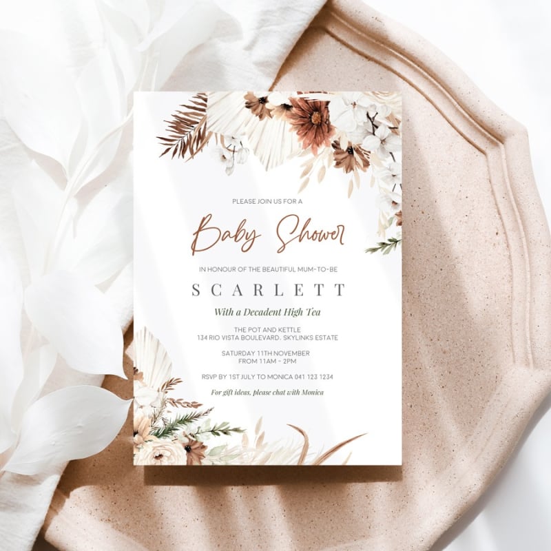 Sweet Mist Boho Baby Shower Invitations