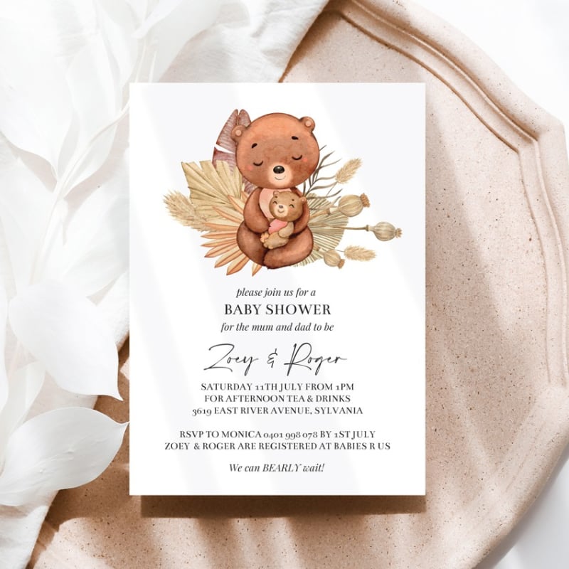 Bear Hugs Baby Shower Invitations