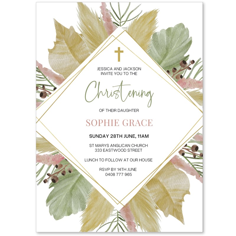 Modern Fern Religious Invitations