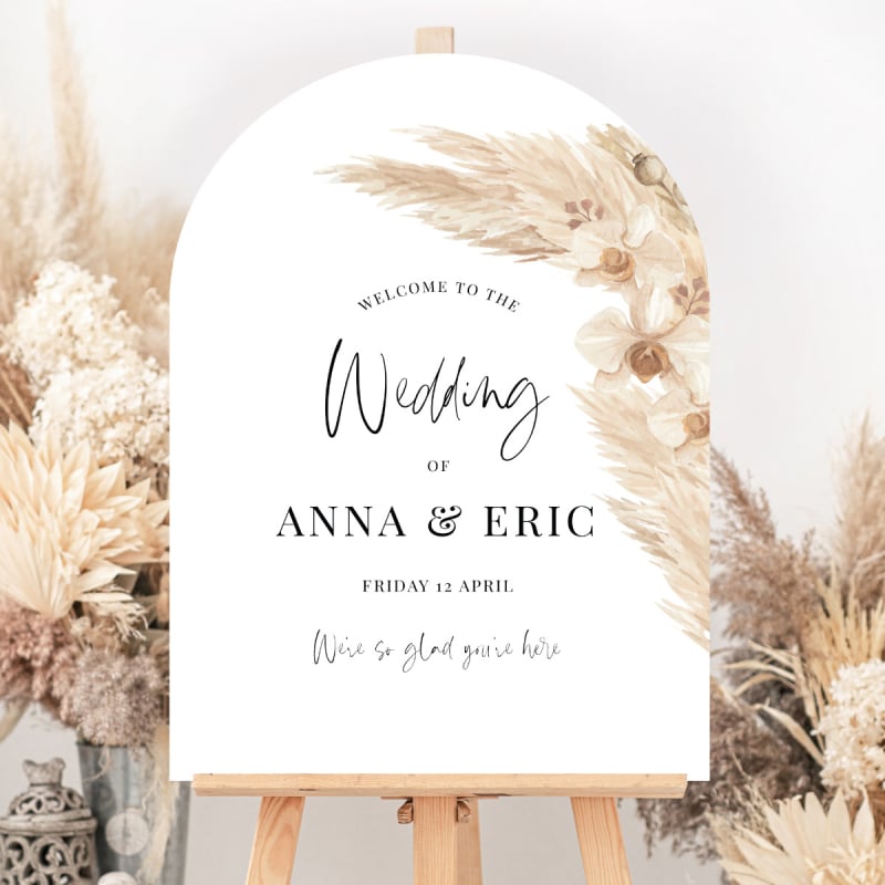 Boho Pampas Wedding Welcome Sign