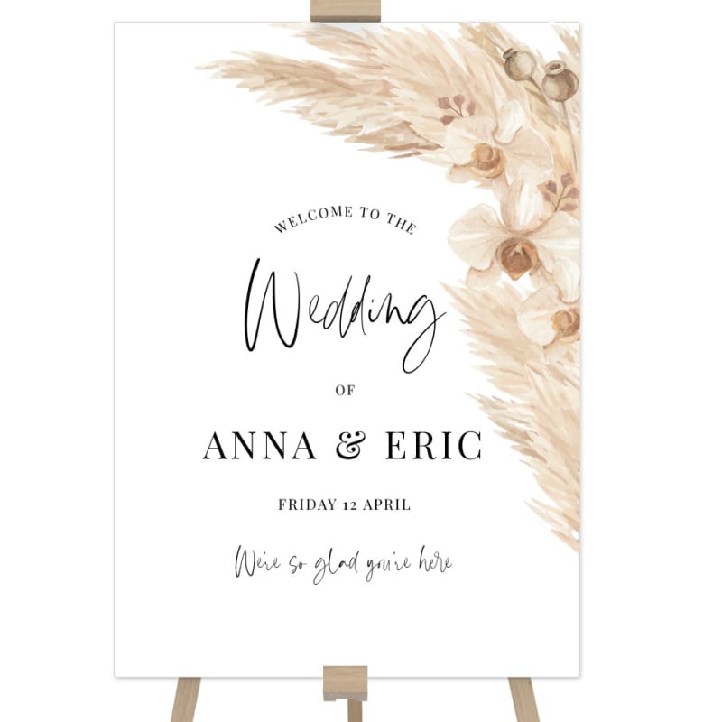Boho Pampas Wedding Welcome Sign