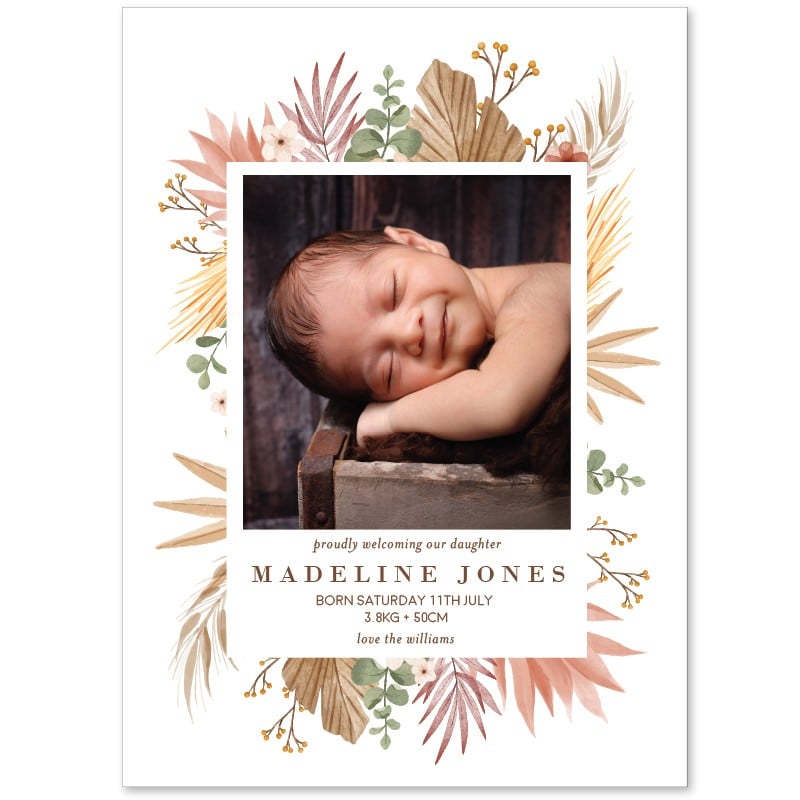 Boho Photo Baby Announcement Cards