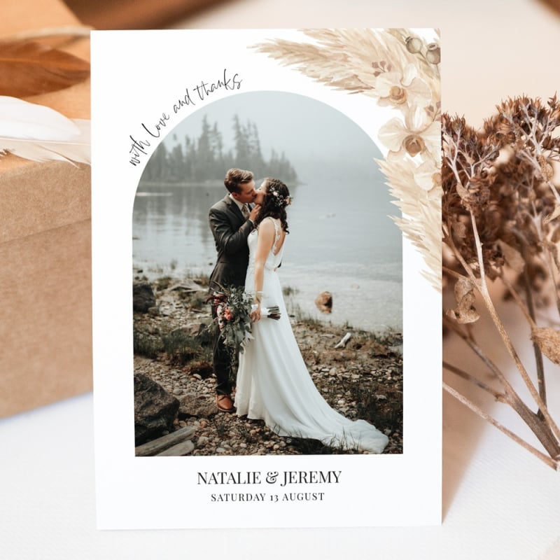 Boho Pampas Wedding Thank You Card