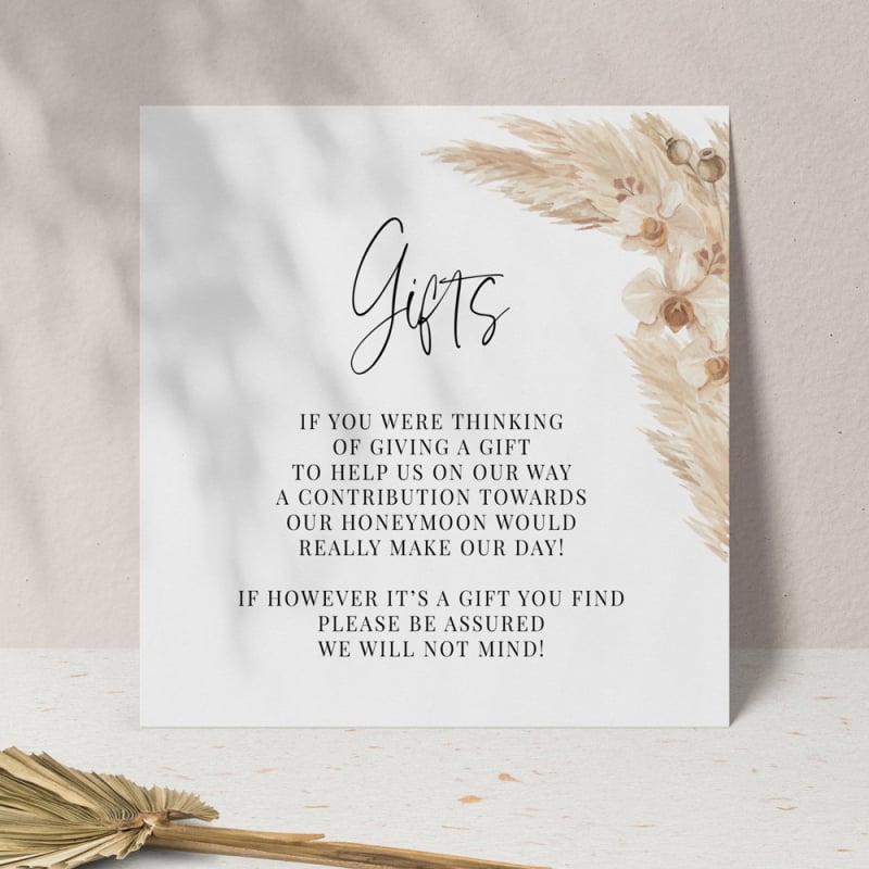 Boho Pampas Wishing Well Gift Enclosure Card